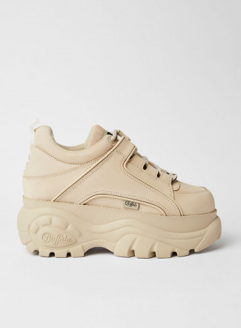Leather Platform Sneakers Cream