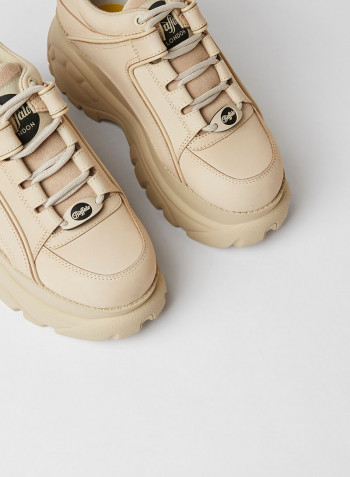 Leather Platform Sneakers Cream