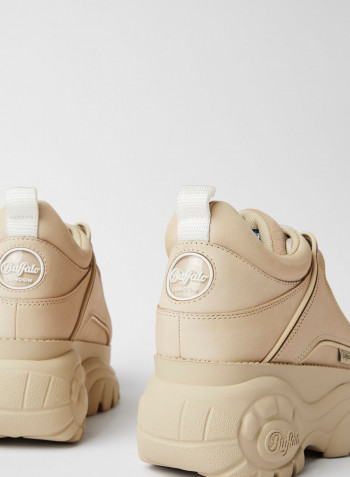 Leather Platform Sneakers Cream