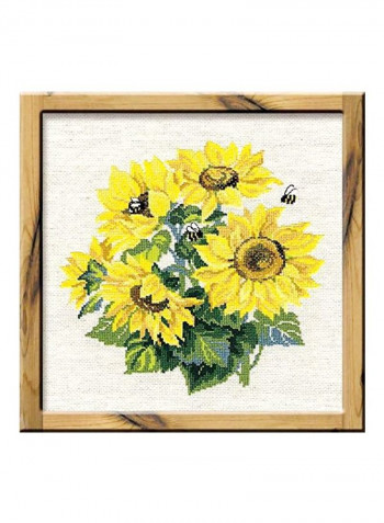 10-Piece Sunflowers Cross Stitch Kit Yellow/Green/Beige