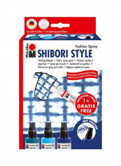 3-Piece Shibori Style Fabric Spray Paint Set Petrol/Light Blue/Sky Blue