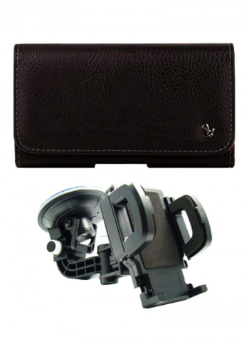 Protective Holster Case With Windshield Mount And Wristband For Pantech Discover Smartphone Black