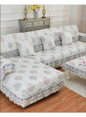 Non Slip Pastoral Style Floral Printed Protector Sofa Slipcover Multicolour 110x240cm