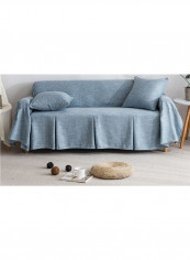 Solid Pattern Sofa Slipcover Blue 200-360centimeter