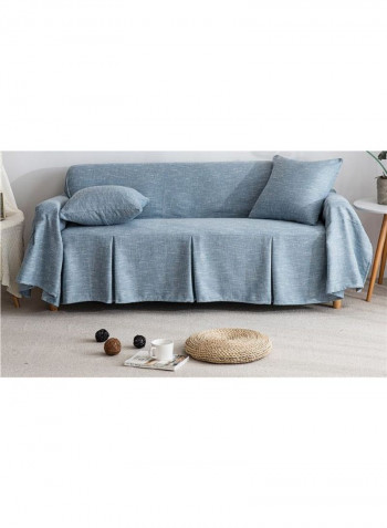 Solid Pattern Sofa Slipcover Blue 200-360centimeter