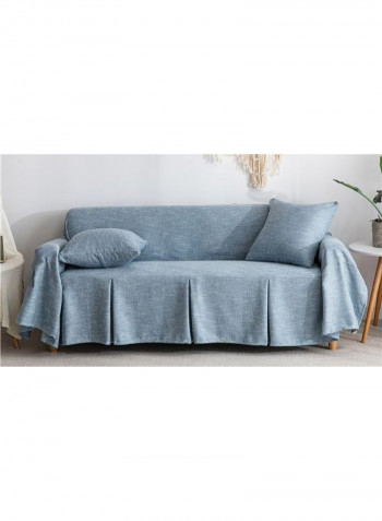 Solid Pattern Sofa Slipcover Blue 200-360centimeter
