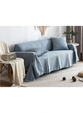 Solid Pattern Sofa Slipcover Blue 200-360centimeter