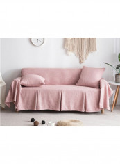 Solid Pattern Sofa Slipcover Pink 200 x 360centimeter