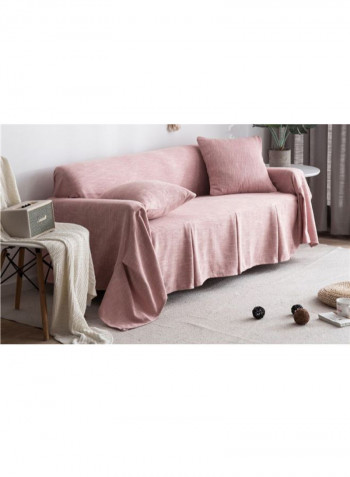 Solid Pattern Sofa Slipcover Pink 200 x 360centimeter