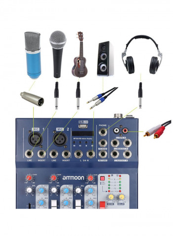 F4-USB 3 Channel Digital Mic Line Audio Mixing Console