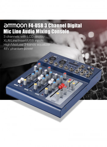 F4-USB 3 Channel Digital Mic Line Audio Mixing Console