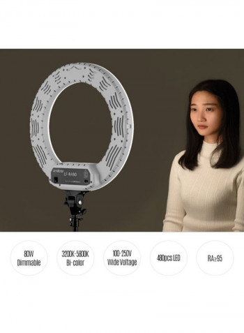 LED Fill-In Ring Light With Carrying Bag 18inch White/Black