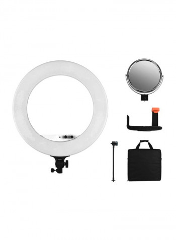 LED Fill-In Ring Light With Carrying Bag 18inch White/Black
