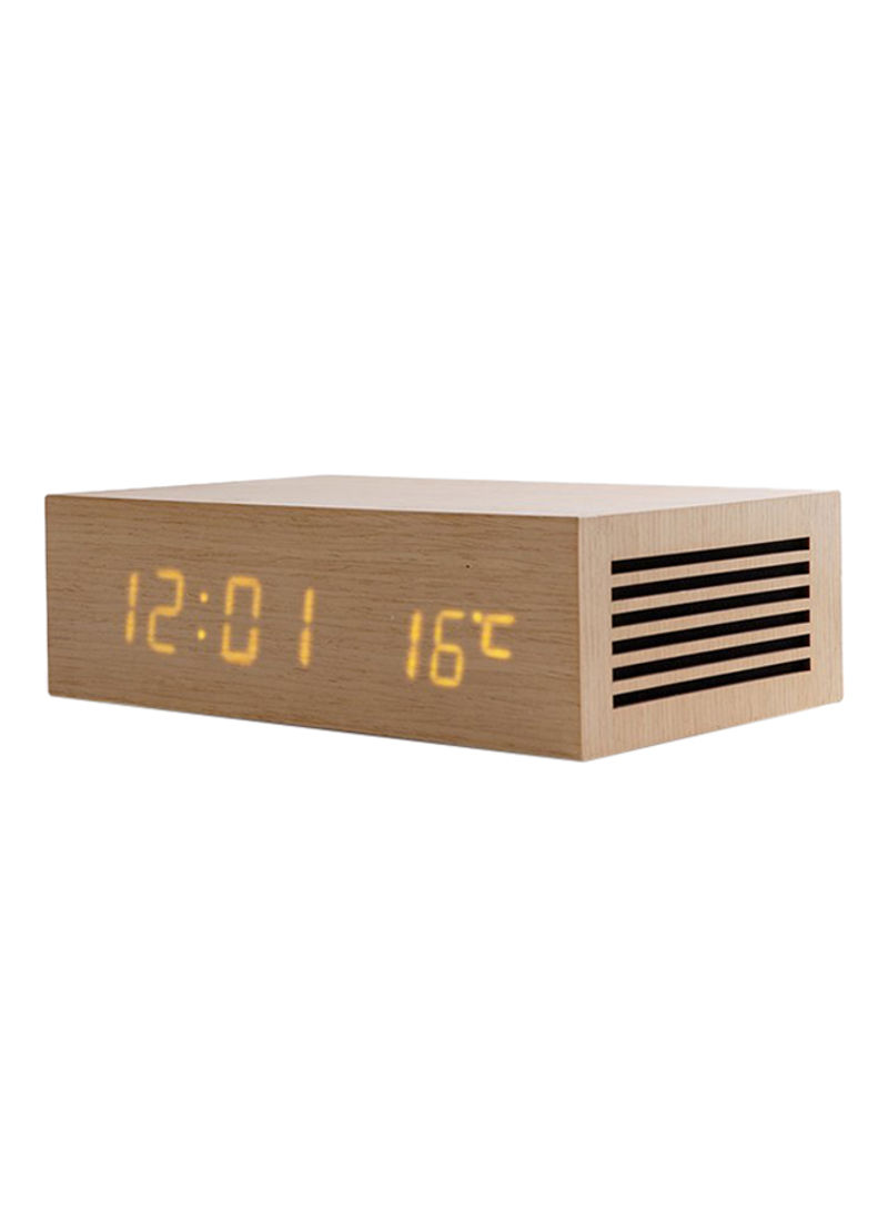 Wooden Digital Alarm Clock Brown 221x140x68centimeter
