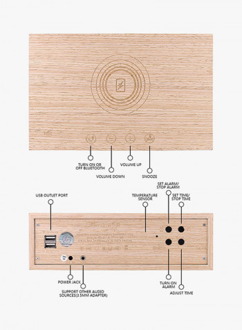 Wooden Digital Alarm Clock Brown 221x140x68centimeter