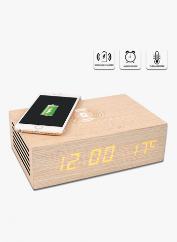 Wooden Digital Alarm Clock Brown 221x140x68centimeter