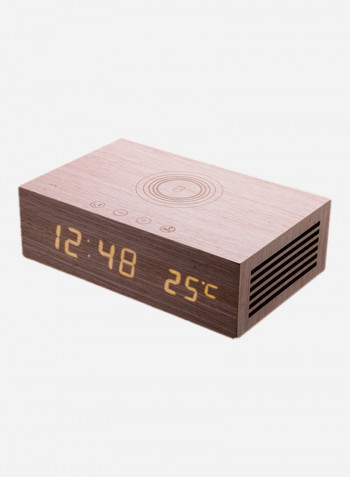 Wooden Digital Alarm Clock Brown 221x140x68centimeter