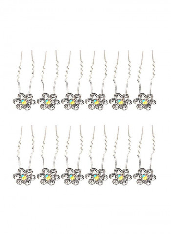 12-Piece Bridal Hair Pin فضي