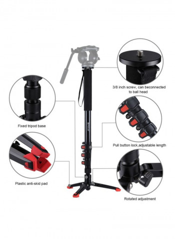 PU3015 4-Section Telescoping Standing Monopod Black/Red