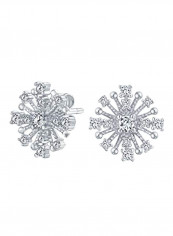 1.0 Carat Cubic Zirconia 925 Sterling Silver Snowflake Stud Earrings