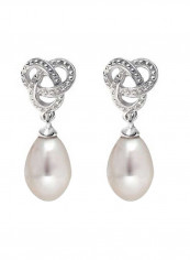 925 Sterling Silver Teardrop Dangle Earrings With Simulated Pearl