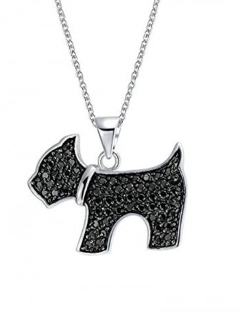 Rhodium Plated Scottie Dog Pendant Necklace