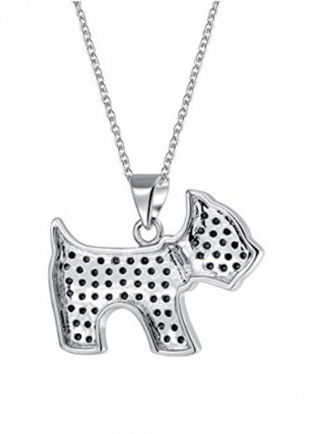 Rhodium Plated Scottie Dog Pendant Necklace