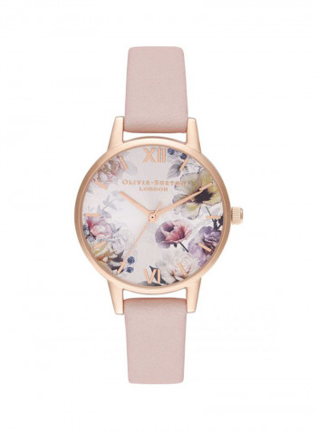 Women's Leather Analog Wrist Watch