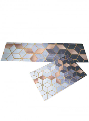 Anti-Skidding Geometric Pattern Rectangle Mat Multicolour L
