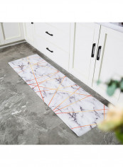 Waterproof Anti-Skid Floor Mat White/Grey/Gold 45 x 120centimeter