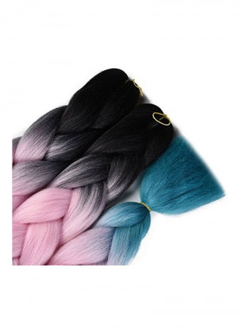 3-Piece Braided Hair Extension Set Black/Pink/Blue