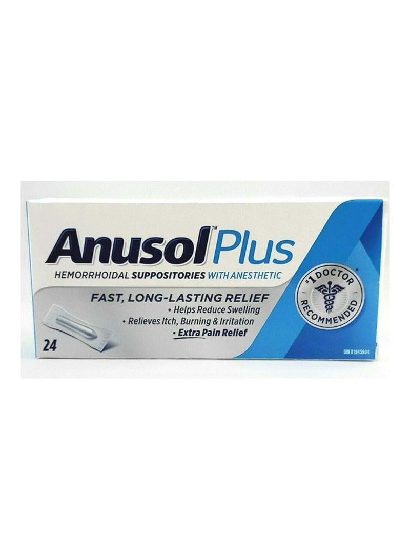 24-Piece Anusol Plus Hemorrhoidal Suppositories Pain Relief
