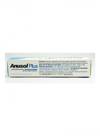 24-Piece Anusol Plus Hemorrhoidal Suppositories Pain Relief