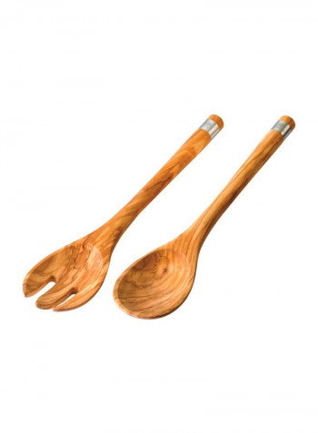 2-Piece Salad Server Set Brown 12x3x12inch