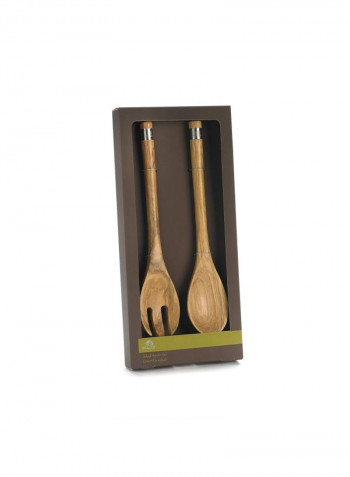 2-Piece Salad Server Set Brown 12x3x12inch
