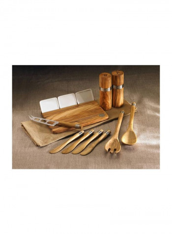 2-Piece Salad Server Set Brown 12x3x12inch
