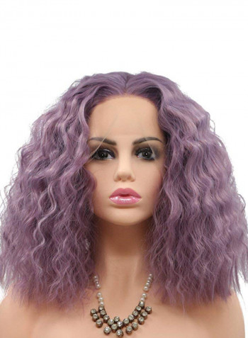Bestung Short Curly Ombre Purple Bob Lace Front Wig