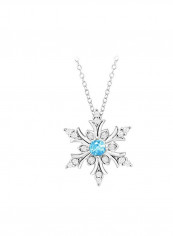 925 Sterling Silver Topaz And Sapphire Snowflake Pendant Necklace