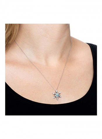 925 Sterling Silver Topaz And Sapphire Snowflake Pendant Necklace