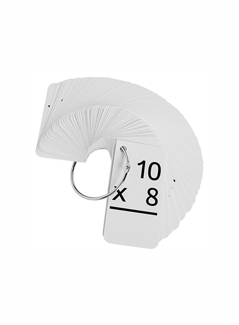 169-Piece Multiplication Flash Cards With 2 Rings