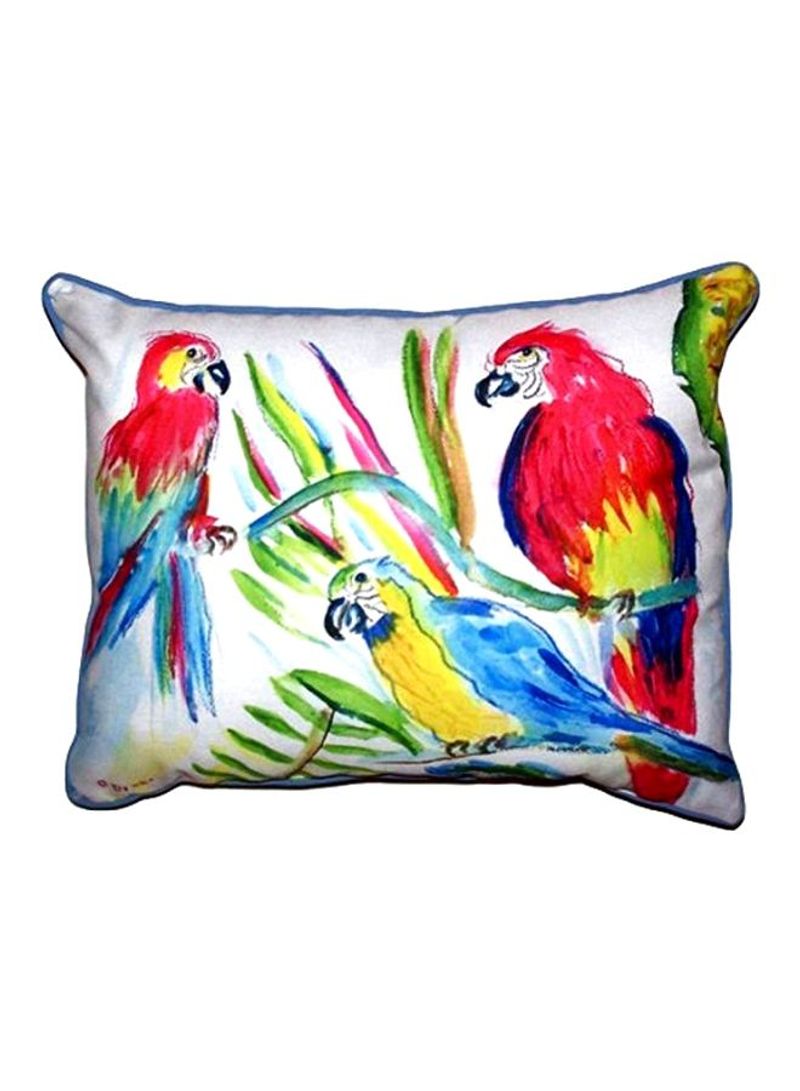 Three Parrots Printed Decorative Pillow Red/Blue/Green 20x24inch