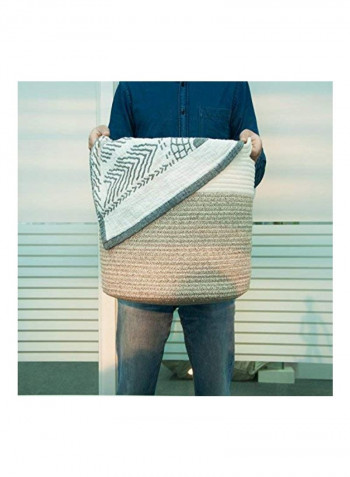 Large Cotton Rope Basket Grey/White 15.8x15.8x13.8inch