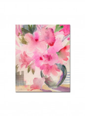 Pink Azaleas Canvas Wall Art Multicolour 14 x 19inch