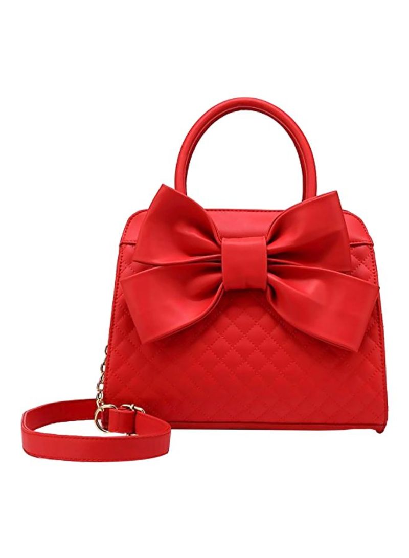 Quilted Designed Satchel Red