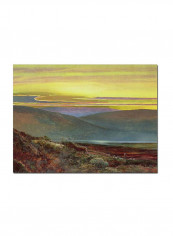 A Lake Landscape At Sunset Canvas Wall Art Multicolour 14 x 19inch