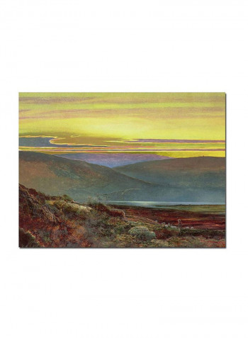 A Lake Landscape At Sunset Canvas Wall Art Multicolour 14 x 19inch