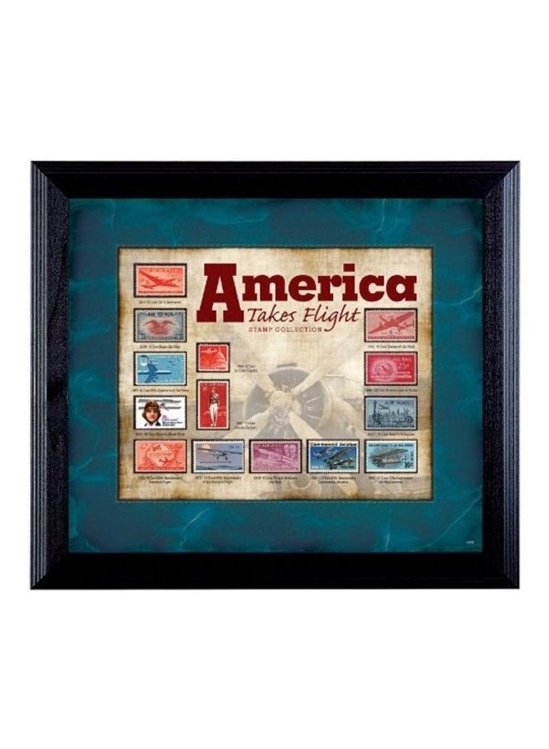 America Takes Flight Stamp Collection Wall Frame 16X14X1inch