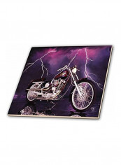 Harley-Davidson Motorcycle Picturing Ceramic Tile Multicolour