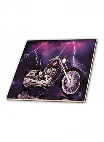 Harley-Davidson Motorcycle Picturing Ceramic Tile Multicolour