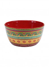 Tunisian Sunset Deep Bowl Red/Yellow/Green 11x5.5inch